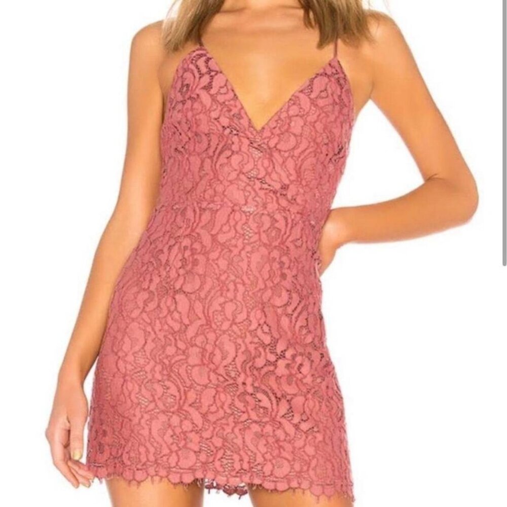 Lovers + Friends mauve/pink lace dress